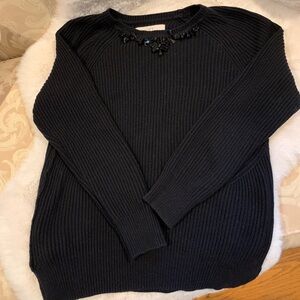 LOFT Beaded Black Sweater Size M